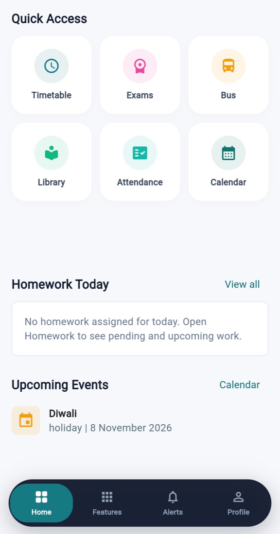Pedinno Student & Parent app — Quick access
